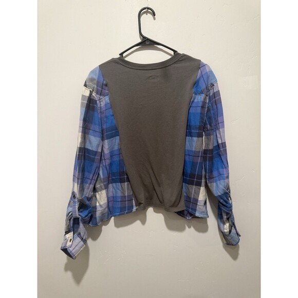 Reworked Upcycle Grunge Oversize Crop Olivia Rodrigo Flannel Sweater M/L - Picture 2 of 4